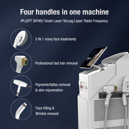 Multifunction 5 In1 IPL Diode Laser 4 Handle E-light IPL Hair Removal laser Beauty Equipment